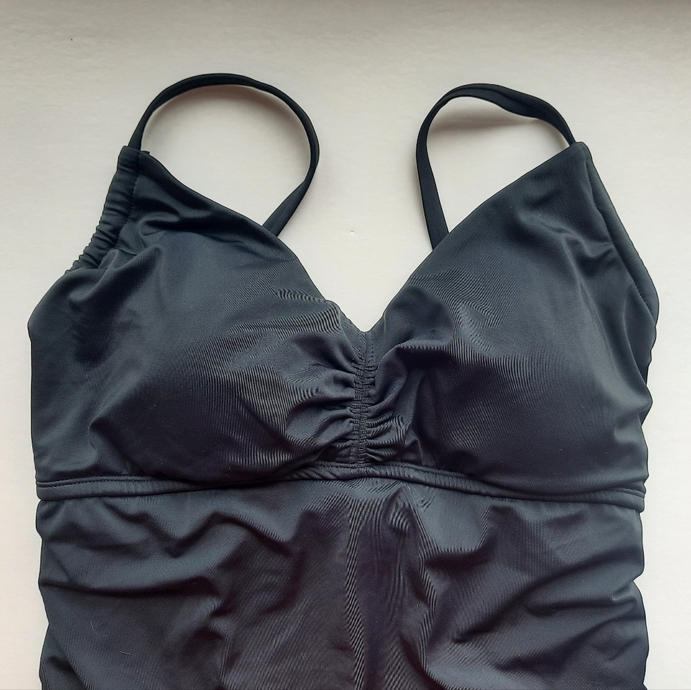 Time and Tru | Shirred Sides Corset Back One Piece Swimsuit, Women's XL NWT - Picture 3 of 12